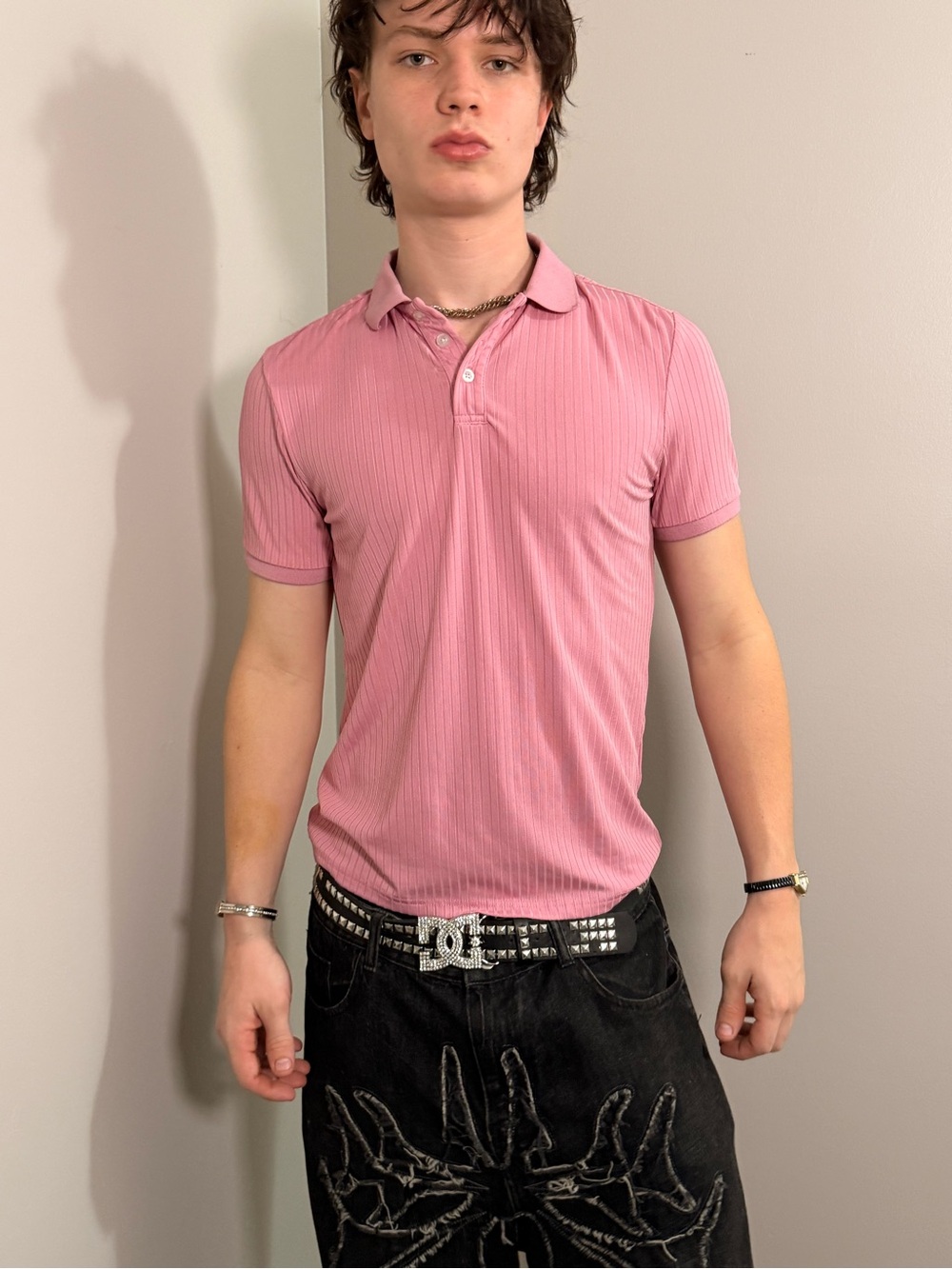 Slim Ribbed Pink Polo Shirt - Modern Short Sleeve